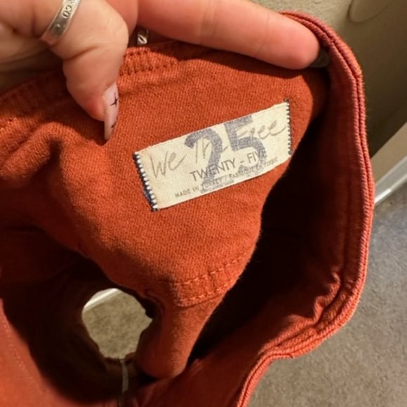 Free People Zip-Up Orange Denim Mini Skirt - Picture 4 of 4